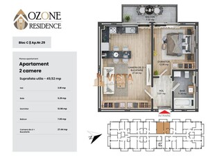 Ozone Residence, Apartament tip studio, 49 mp utili, Tractorul