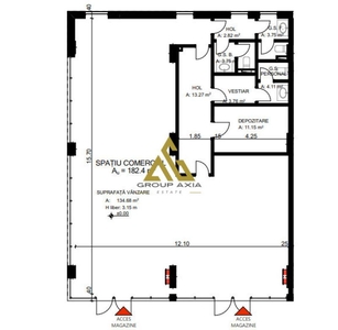 Spatiu comercial, alimentatie publica, 182 mp, inaltime 3,2m, Manastur