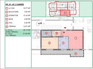 Popesti Leordeni - 2 camere decomandata - terasa 14 mp