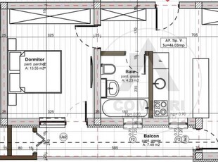 Apartament 2 camere 46 mp, etaj 1, balcon 7 mp Apahida