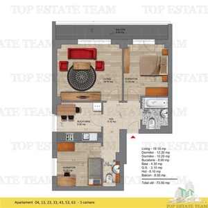 Apartament 3 camere de vanzare in Popesti Leordeni langa Metrou