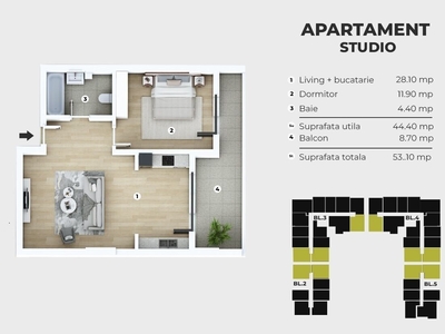 Apartament 2 camere studio Popesti metrou Berceni la 7min