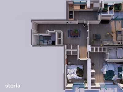 Apartament de 4 camere cu incalzire in pardoseal, Proiect Nou