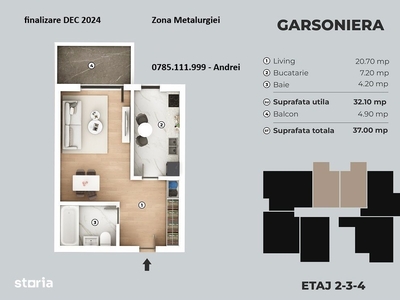 Nou ! Metalurgiei Carrefour - garsoniera 41mp - bloc nou 2024