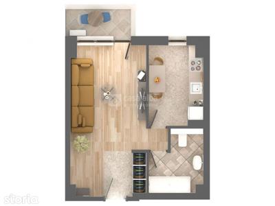 Apartament 1 camera, bloc nou, Podu Ros, predare 2023!