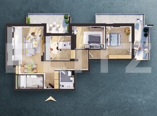 Apartament de 4 camere, 99.78 mp, semifinisat, Cartier Iris