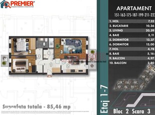 Apartament 2 camere de vanzare in Navodari, zona Sud