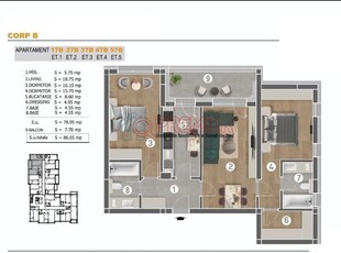 Apartament 3 camere decomandate, Cornițoiu