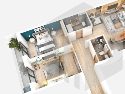 Apartament 3 camere- 2 Dormitoare+ Living+ Bucatarie+ 2 Bai | Etaj 1