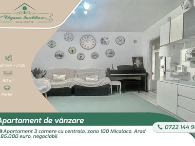Apartament 3 camere cu centrala, zona 100 Micalaca, Arad