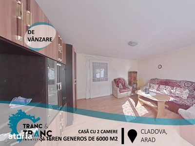 Casă cu 2 camere și teren generos de 6000 m2.în Cladova(ID:29551)