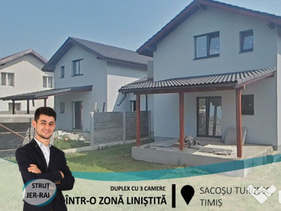 Duplex cu 3 camere într-o zonă liniștită, în Sacoșu Turcesc(
