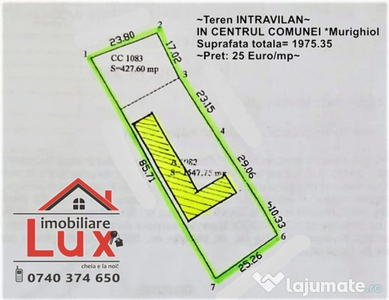 Teren intravilan in centrul Com.Murighiol