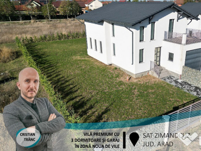 Vila noua pe 2 nivele cu 3 dormitoare si garaj in Zimandcuz