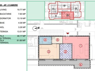 Apartament 2 camere Ilfov 2cam dec, et3,62mp, langa STB