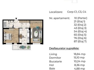 Garsoniera Ilfov Decomandat 2cam spatios