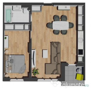 Apartament de 2 camere semifinisat, 54,14 mp, zona VIVO