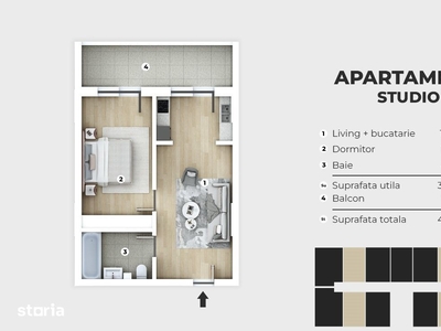 Studio spatios 42mp ,Metrou Berceni (12-13min)