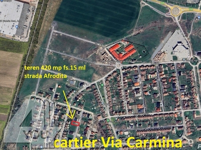 Teren intravilan 420 mp Vladimirescu Via Carmina str.Afrodita fs.15 ml-36000 euro