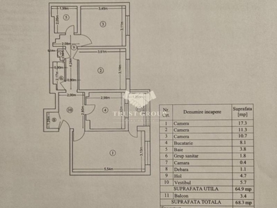 Apartament 3 camere Polona | 1983 | necesita renovare