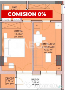 Apartament de vanzare 2 camere 37 mpu cu etaj 1 in Sibiu