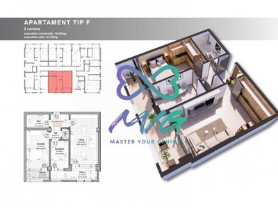 Apartament decomandat, 2 camere, regim inaltime scazut