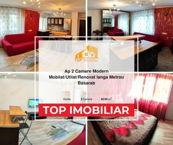 Ap 2 Camere Modern Mobilat/Utilat/Renovat langa Metrou Basarab