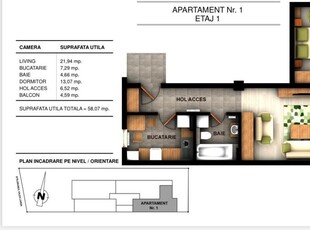 Apartament 2 camere, 58.07 mp, in ansamblu rezidential nou, zona Ghencea