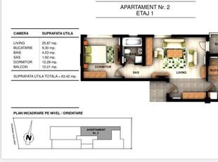 Apartament 2 camere, 63.42 mp, in ansamblu rezidential nou, zona Ghencea