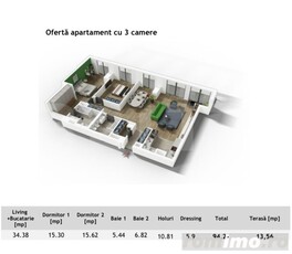 Apartament 3 camere ,94 mp, zona Centrala in cel mai exclusivist bloc din Cluj