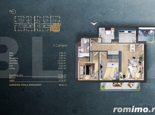 Apartament 3 camere intr-un Ansamblu rezidential Premium, zona Fabricii