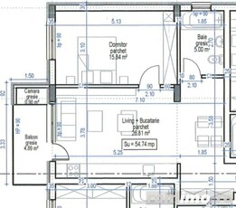 Apartament 54.74 mp utili, incalzire in pardoseala, lift, acces restrictionat