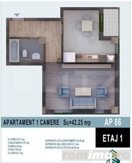 Apartament de 1 camera 42mp utili, bloc nou, Calea Moldovei