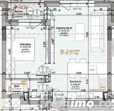 Apartament de 2 camere, 39,37 mp, Calea Moldovei, Bloc nou