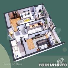 Apartament de 2 camere, decomandat, 64.6mp, etaj intermediar, zona Hlincea