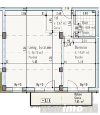 Apartament de 2 camere, semidecomandat, bloc nou, zona Pod IRA