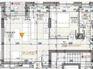 Apartament de 3 camere, 64mp utili, bloc nou, Calea Moldovei