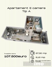 Apartament de 3 camere, 67.3 mp utili, cochet, Torontalului