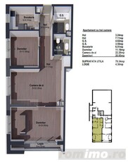 Apartament de 3 camere finisat, 79mp, bloc nou, zona linistita