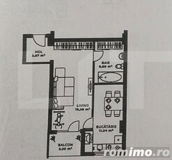 Apartament semifinisat de 40 m2 etaj intermediar, balcon, zona Iulius Mall