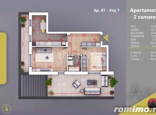 Loc parcare Bonus Apartament 2 camere decomandate terasa 30 mp