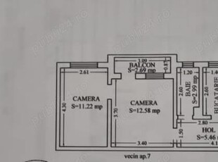 Particular Vând apartament 2camere etajul1 Tomis Nord (Brotacei )64.000negociabil