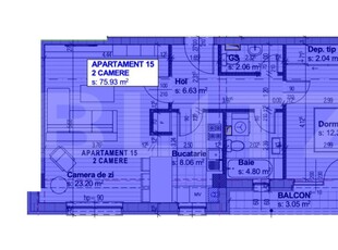 Apartament Nou, 62.17 mp utili, 2 camere decomandat Bloc Rezidential Nou