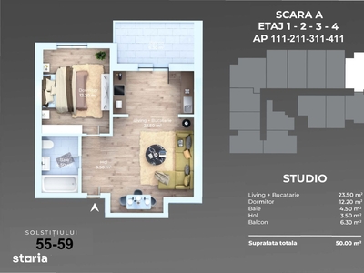 Vand apartament 2 camere, terasa, beci ,parter 45mp ultracentral