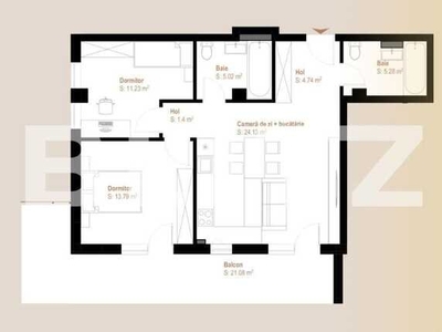 Apartament 3 camere, 65,59 mp + balcon 21,08, zona Vivo