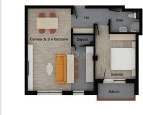 Apartament cu 2 camere de vanzare in Floresti.