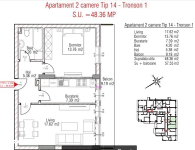 Apartament 2 camere, etaj 6 - incalzire prin pardoseala - Berceni