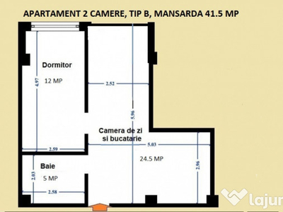 Apartament 2 camere, MANSARDA, Tip B, VISAN