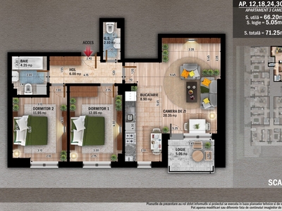 Apartament 3 camere 71 mp utili la 12 min de metrou N Teclu