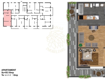 Apartament Ultrafinisat 55 mp-terasa 21 mp-etaj 3-Zona Lucian Blaga